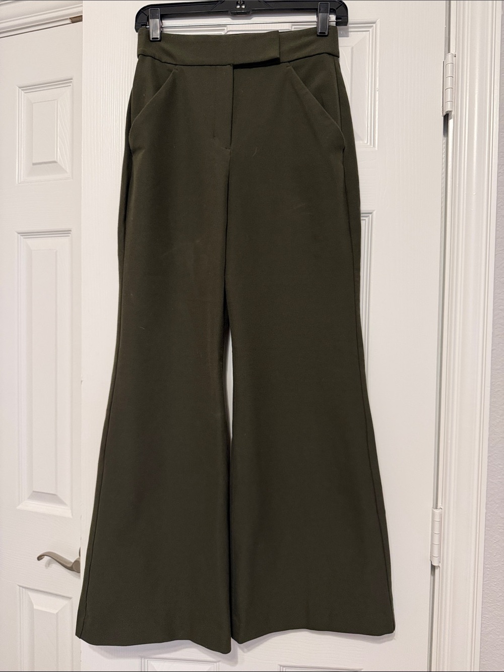 Express Dark Olive High-rise Flare Trouser